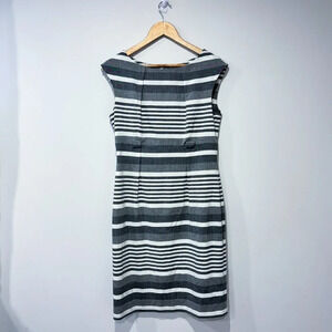 CALVIN KLEIN Grey  and white striped dress